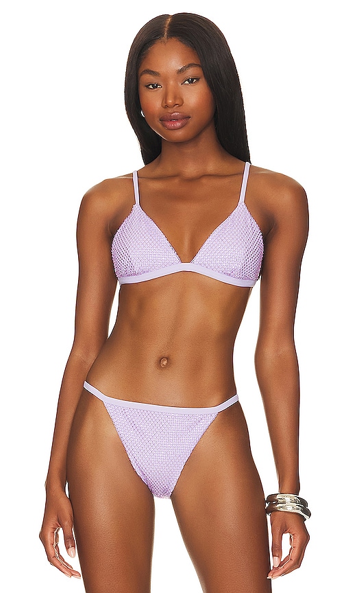 Simkhai Joelle Embellished Bikini Top In Purple