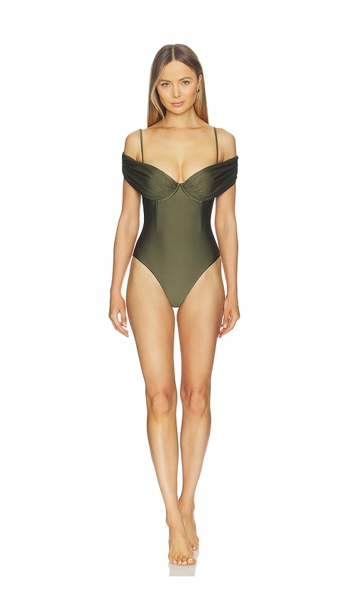 SIMKHAI Calix Draped Bustier Cup One Piece Swimsuit