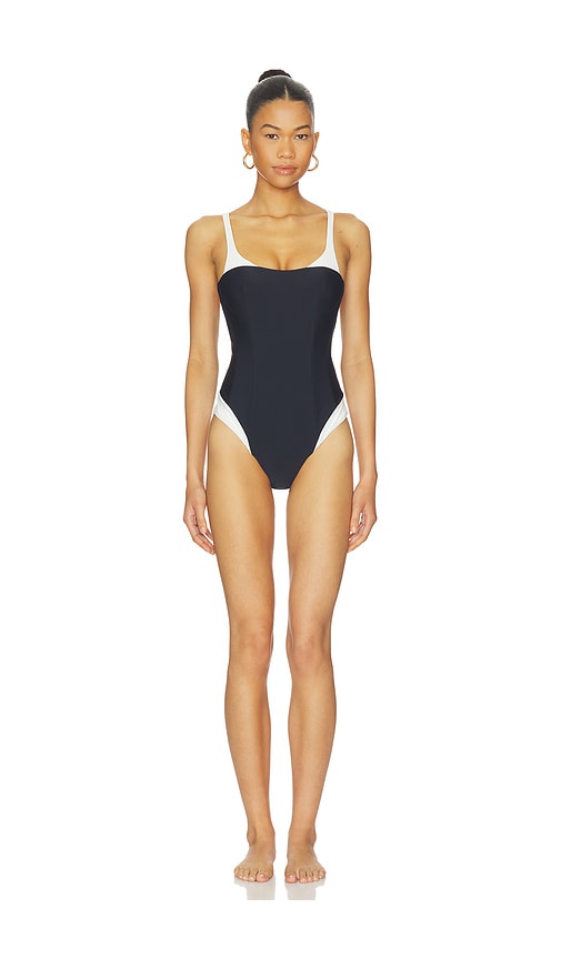 SIMKHAI Char Color Blocked One Piece in Black. - size L (also in M, S, XS)