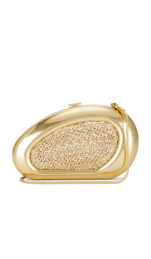 SIMKHAI Luna Raffia Oval Clutch in Natural