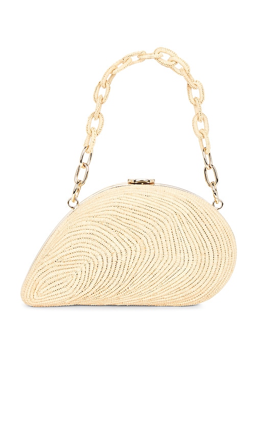 SIMKHAI Bridget Raffia Oyster Shell Clutch