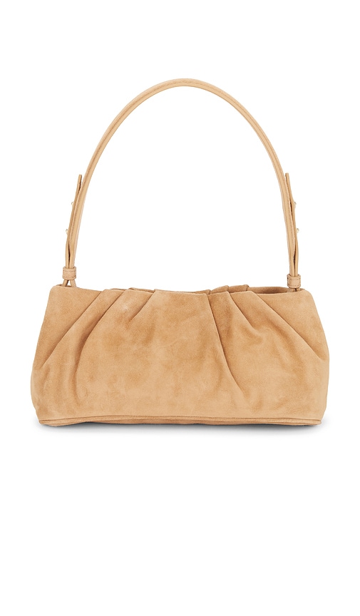 SIMKHAI Harlow Suede Shoulder Bag in Tan.