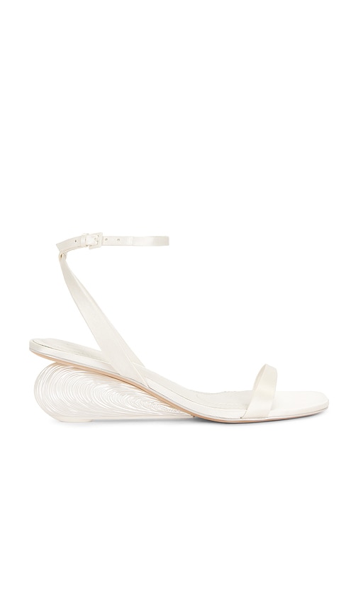 SIMKHAI Bridget Satin Oyster Shell Wedge Sandal