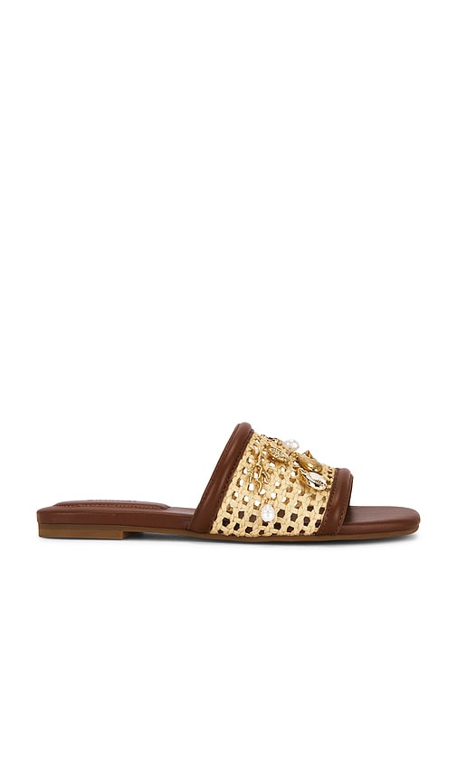 SIMKHAI Caspian Raffia Netted Flat Sandal