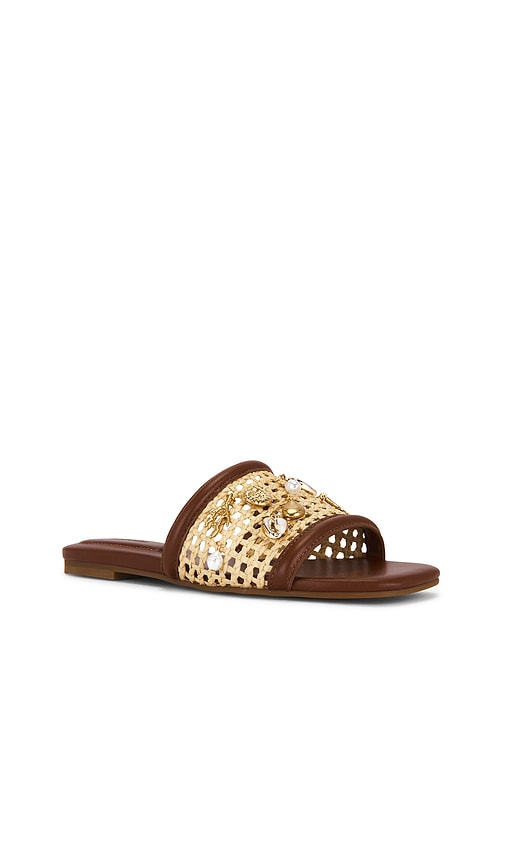 Simkhai Caspian Raffia Netted Flat Sandal In Multi