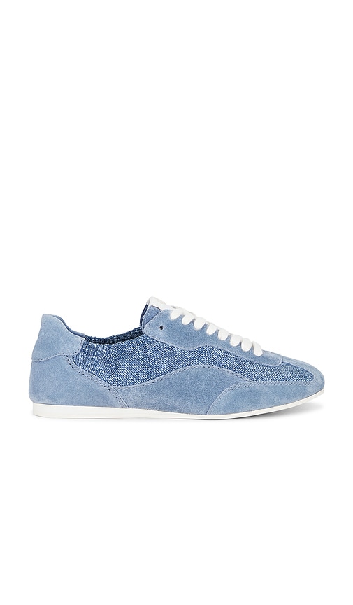 SIMKHAI Georgie Elasticized Denim Leather Sneaker in Denim-Light. - size 36 (also in 37, 38, 39, 41)
