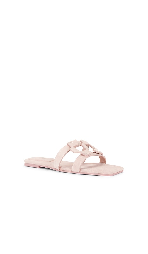 Simkhai Monogram Suede Flat Slide In Pink