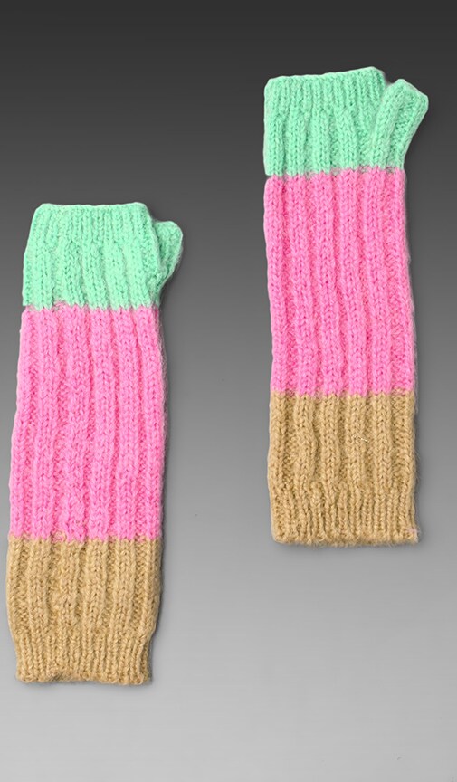 Mohair Colorblock Fingerless Gloves