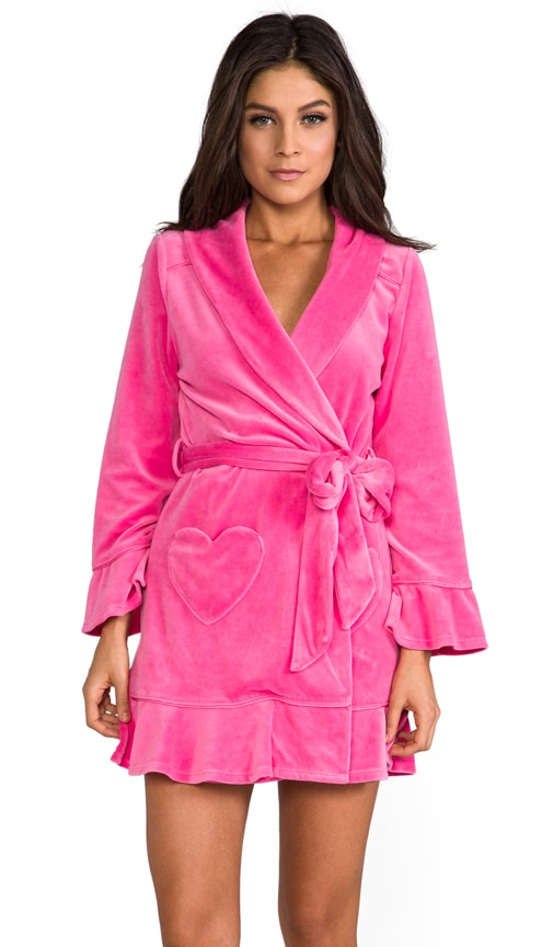 Juicy Couture Velour Robe Highlighter Pink 9JMS1674 - Free