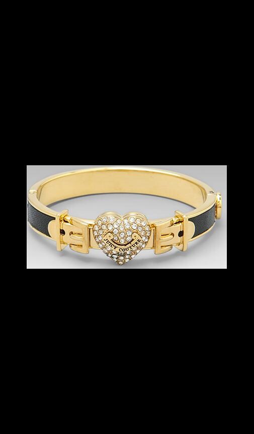 Pave Heart Leather Bangle