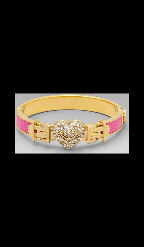 Pave Heart Leather Bangle