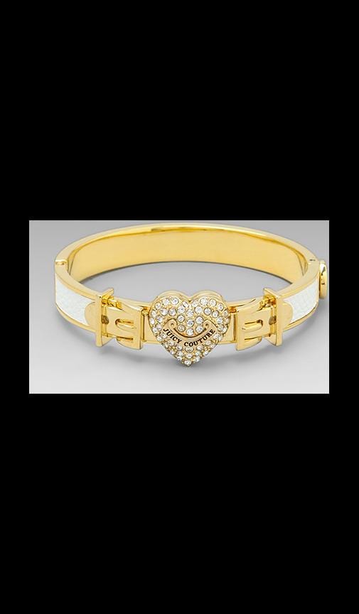 Pave Heart Leather Bangle