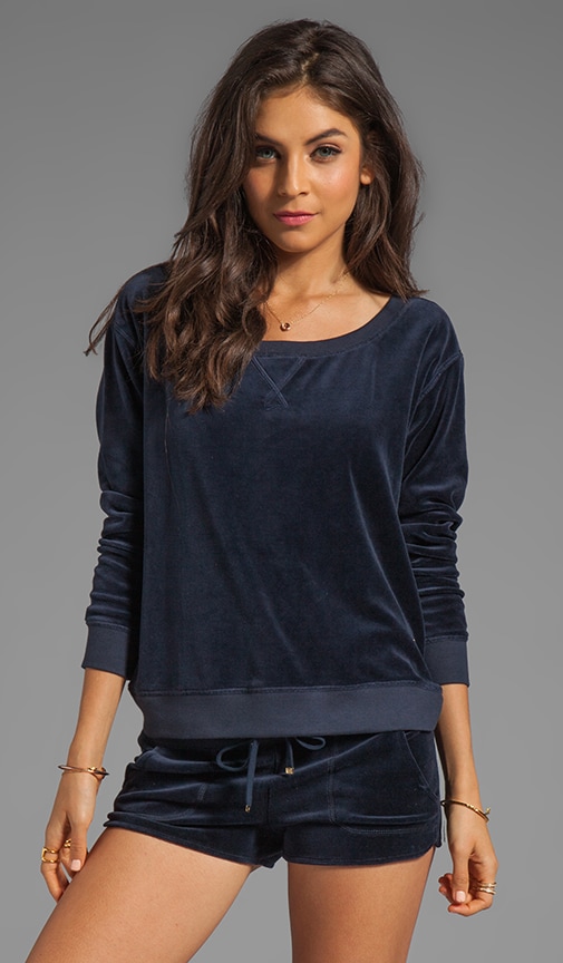 Velour Off the Shoulder Sweatshirt