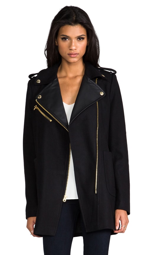 Wool Melton Moto Coat
