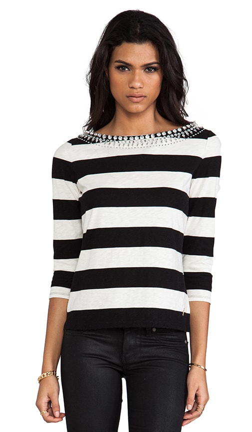 Sunset Stripe Knit Embellished Tee