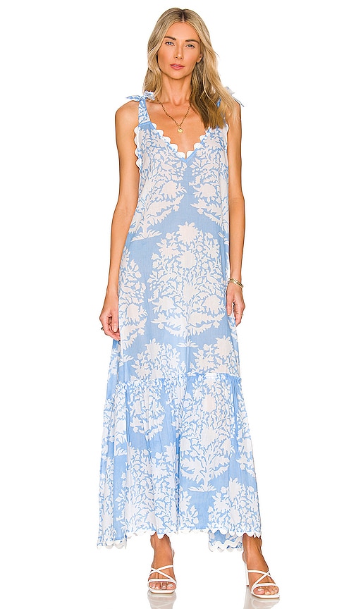 Juliet Dunn V Neck Palladio Maxi Dress In Cornflower Blue | ModeSens