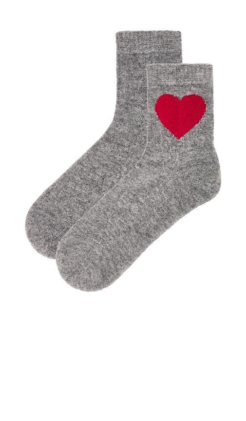 Shop Jumper 1234 Heart Socks In Mid Grey & Red