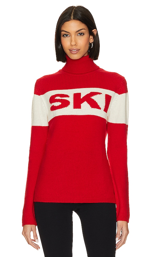 Jumper 1234 Ski Roll Collar 毛衣 – 红色 & 奶油色 In Red