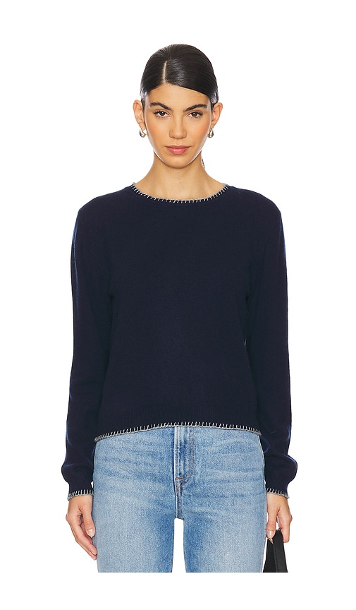 Shop Jumper 1234 Blanket Stitch Crew In Navy & Mid Grey