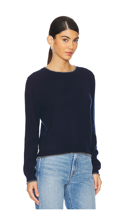 Shop Jumper 1234 Blanket Stitch Crew In Navy & Mid Grey