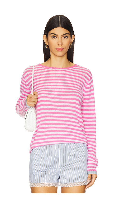 JUMPER 1234 Tipped Little Stripe Crew Sweater in Azalea, Lily, & Mineral