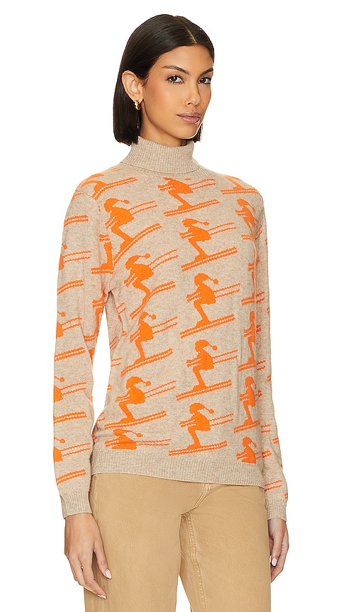 Shop Jumper 1234 All Over Ski Roll Collar Sweater In Light Grey,orange