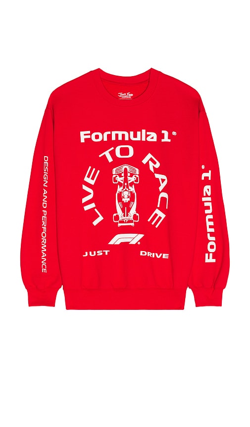 F1 White Car Sweatshirt in Red. - size XS (also in L, M, S, XL/1X)