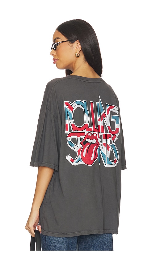 Junk Food Rolling Stones UK Flag Oversized Tee in Vintage Black