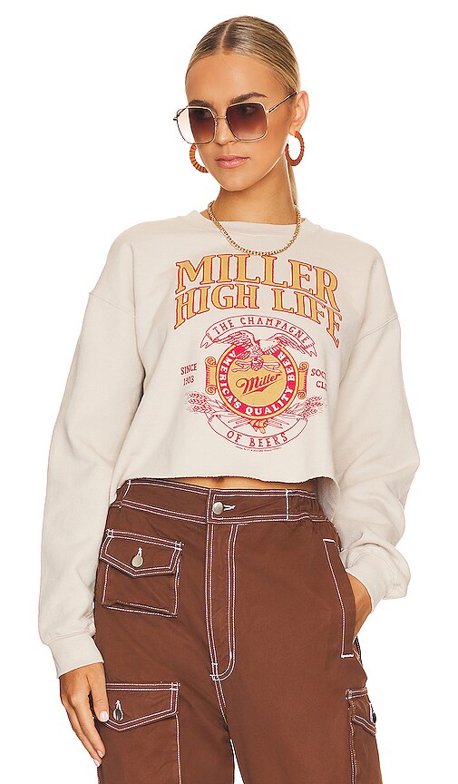 Junk Food Sportsman's Fleece Crop Top in Sand