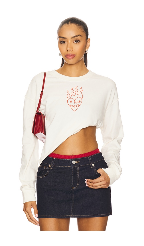 Junk Food A Hot Mess Kickoff Crop Crew Sweatshirt