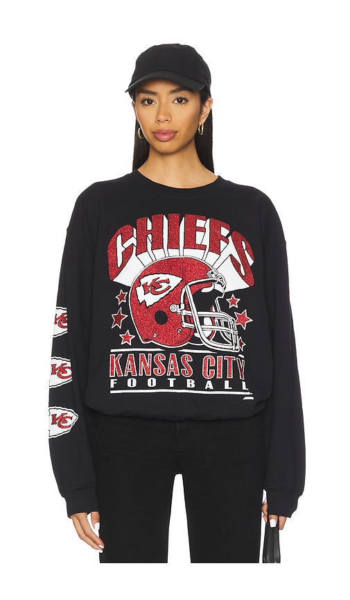 Junk Food Chiefs Glitter Helmet Crew Fleece In Black
