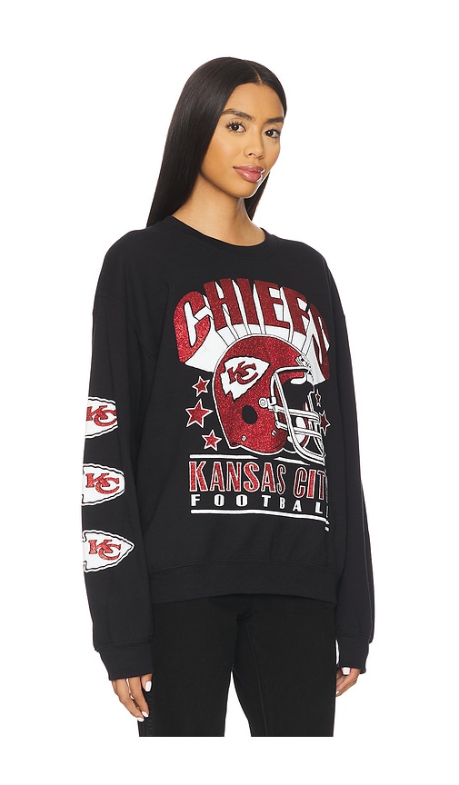 Junk Food Chiefs Glitter Helmet Crew Fleece In Black