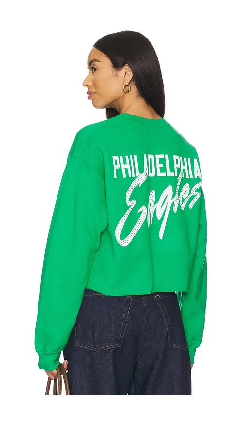 Junk Food Eagles Bling Crop Crew Sweatshirt In Green