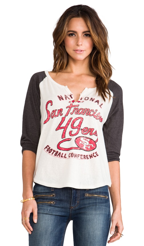 Junk Food San Francisco 49ers Rookie Raglan in Eggshell & Black Wash