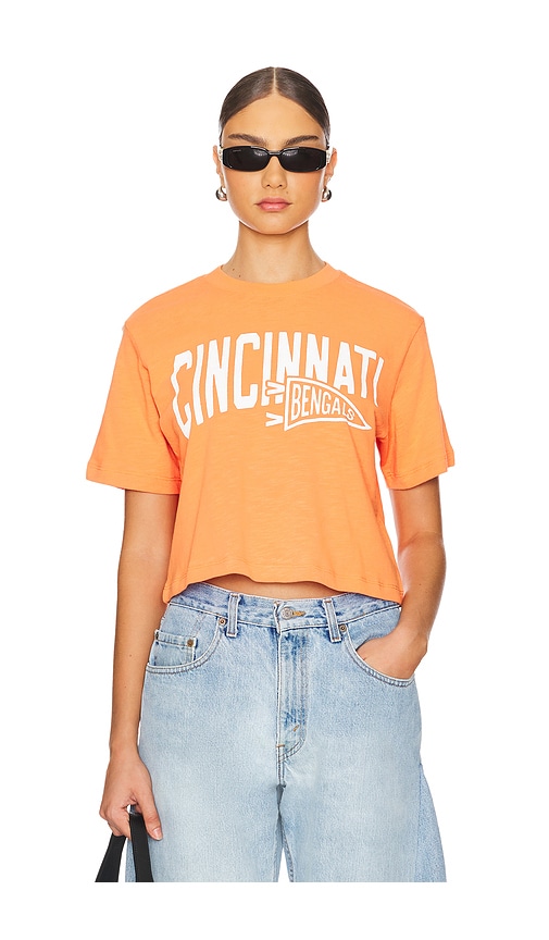 Shop Junk Food Bengals Dual Threat Mock Neck Crop Tee In 오렌지