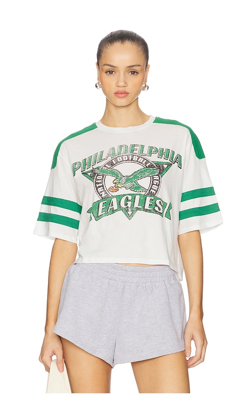 Junk Food Eagles Striped Crop Tee In Gray