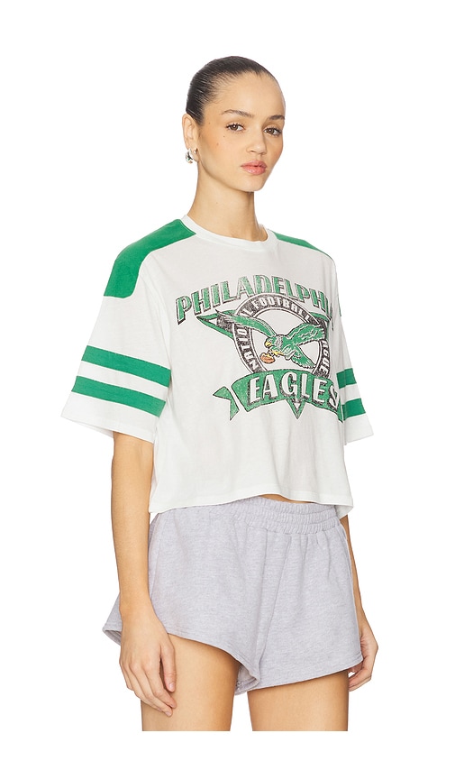 Junk Food Eagles Striped Crop Tee In Gray