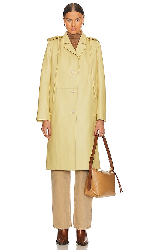 Shop Kulakovsky Leather Coat In Lemon