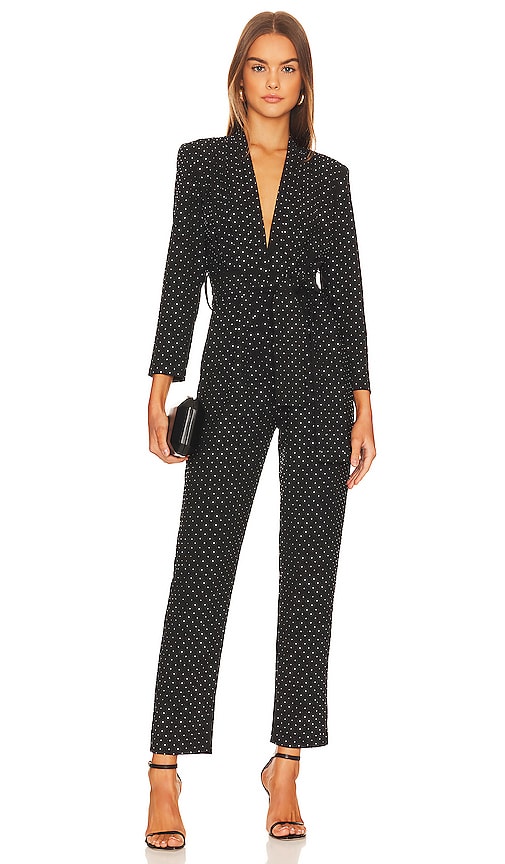 Karina Grimaldi Benjamin Rhinestone Jumpsuit in Black