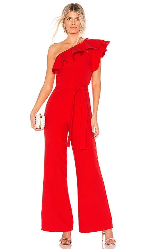 red one sleeve jumpsuit