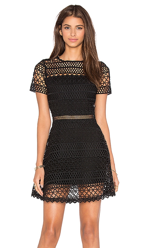 Karina Grimaldi Vincent Crochet Mini Dress in Black | REVOLVE