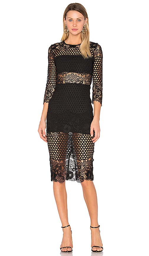 Karina Grimaldi Shell Lace Dress in Black | REVOLVE