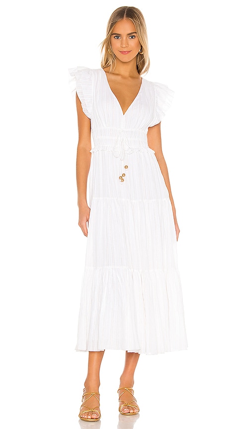 Karina Grimaldi Karla Metallic Dress in White | REVOLVE