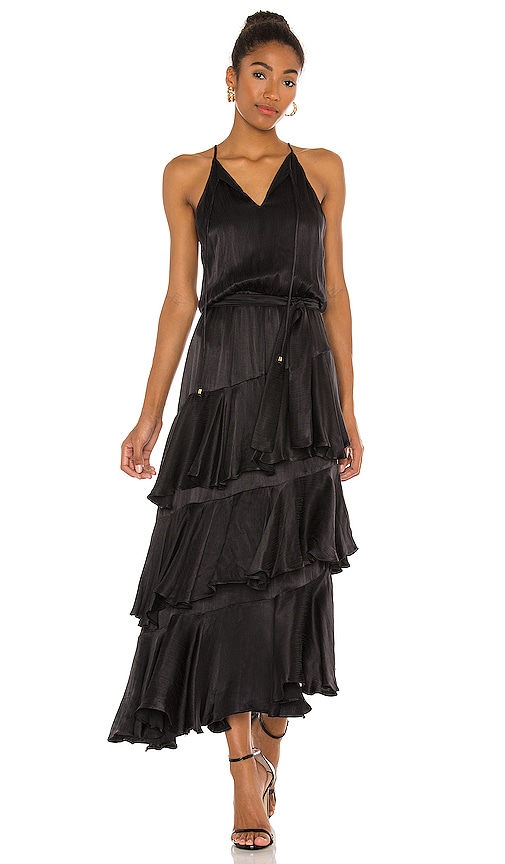 Karina Grimaldi Cassandra Solid Maxi Dress in Black | REVOLVE