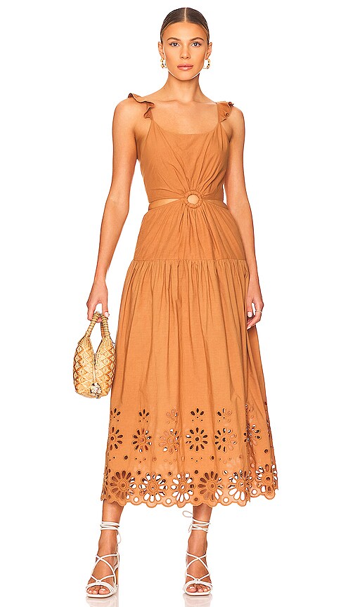 Karina Grimaldi Felicia Embellished Dress in Biscuit