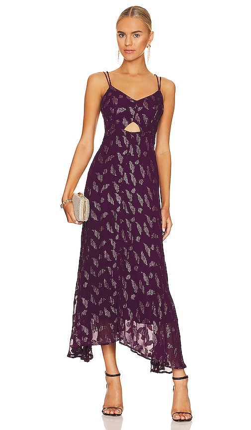 DANNIJO Lace Cut Out Maxi Slip Dress in Wine