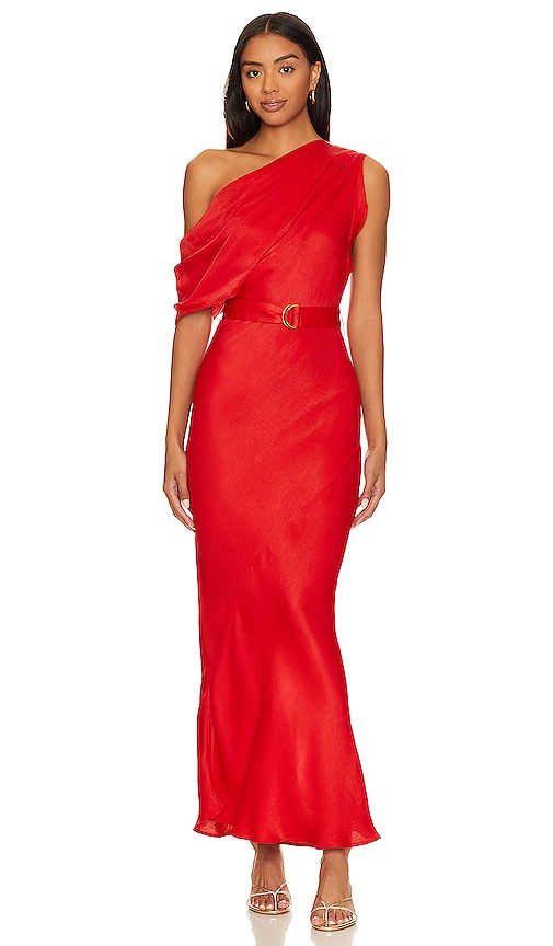 Karina Grimaldi Angelique Midi Dress In Red