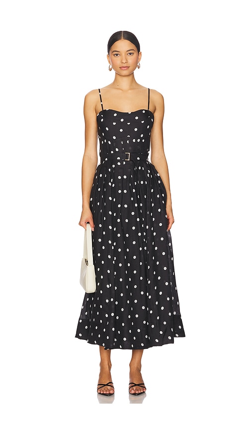 Karina Grimaldi Diana Print Dress in Black Polka