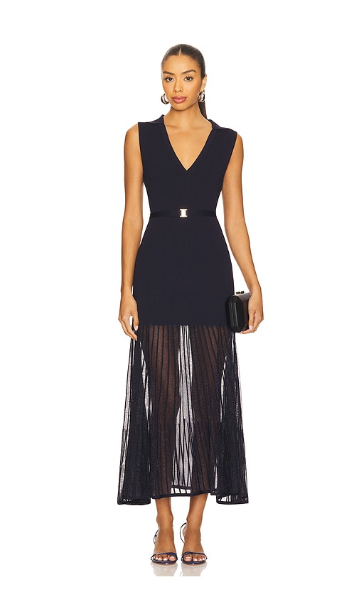 Karina Grimaldi Orla Knit Maxi Dress In Navy In Blue