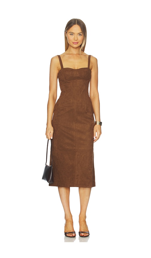 Karina Grimaldi Olivia Suede Midi Dress In Brown
